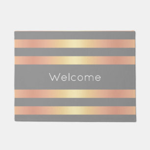 Elegante moderne Rosen-Goldsteigung Stripes Grau Fußmatte