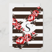 Elegante moderne rote Blumen- u. schwarze u. weiße Einladung (Rückseite)