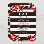 Elegante moderne rote Blumen- u. schwarze u. weiße Einladung (Vorne/Hinten)