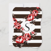 Elegante, moderne rote Flora und schwarze und weiß Einladung (Rückseite)