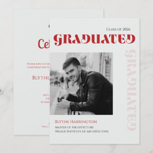 Elegante moderne rote, schwarze und graue Schrifta Einladung