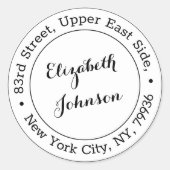 Elegante moderne Rücksendeadresse Personalisiert Runder Aufkleber (Vorderseite)