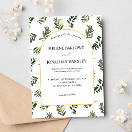 Elegante Moderne Rustikale Botanische Hochzeit Einladung