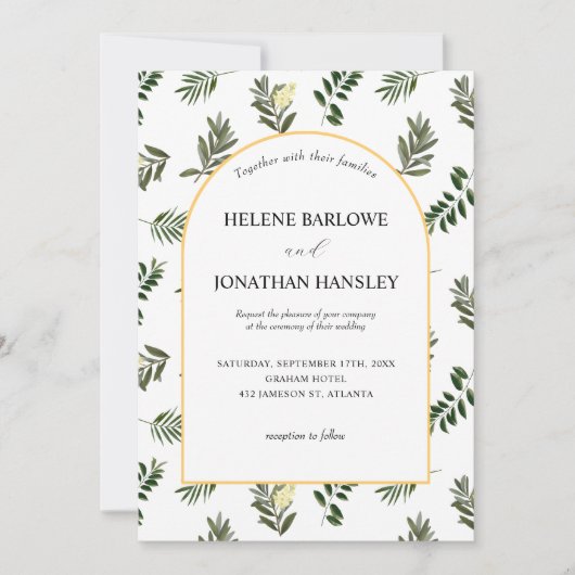 Elegante Moderne Rustikale Botanische Hochzeit Einladung (Vorderseite)