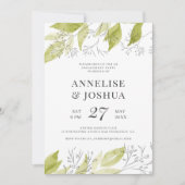 Elegante moderne rustikale grün-weiße Verlobung Einladung (Vorderseite)