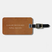Elegante moderne rustikale Tan Leder Textur Custom Gepäckanhänger (Vorderseite horizontal)