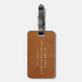 Elegante moderne rustikale Tan Leder Textur Custom Gepäckanhänger (Rückseite vertikal)