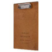 Elegante moderne rustikale Tan Leder Textur Custom Klemmbrett (Links)