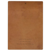 Elegante moderne rustikale Tan Leder Textur Custom Klemmbrett (Rückseite)