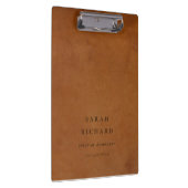 Elegante moderne rustikale Tan Leder Textur Custom Klemmbrett (Rechts)