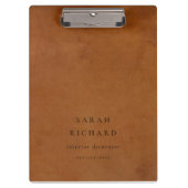 Elegante moderne rustikale Tan Leder Textur Custom Klemmbrett (Vorderseite)
