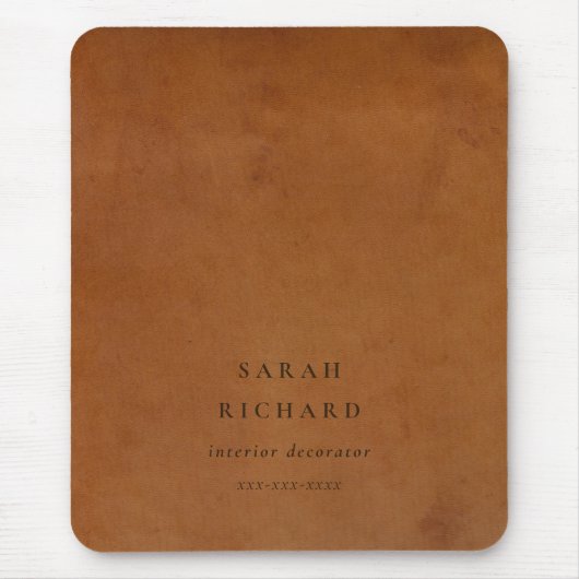 Elegante moderne rustikale Tan Leder Textur Custom Mousepad (Vorne)