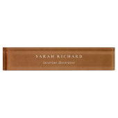 Elegante moderne rustikale Tan Leder Textur Custom Namensplakette (Vorderseite)