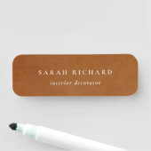 Elegante moderne rustikale Tan Leder Textur Custom Namensschild (Beispiel)