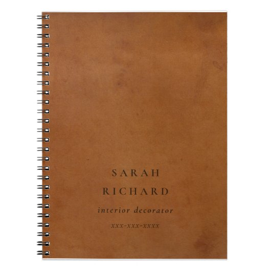 Elegante moderne rustikale Tan Leder Textur Custom Notizblock (Vorderseite)