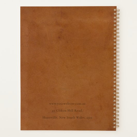 Elegante moderne rustikale Tan Leder Textur Custom Planer (Rückseite)