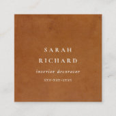Elegante moderne rustikale Tan Leder Textur Custom Quadratische Visitenkarte (Vorderseite)