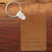 Elegante moderne rustikale Tan Leder Textur Custom Schlüsselanhänger (Vorderseite)
