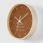 Elegante moderne rustikale Tan Leder Textur Custom Uhr (Winkel)