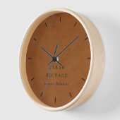 Elegante moderne rustikale Tan Leder Textur Custom Uhr (Winkel)