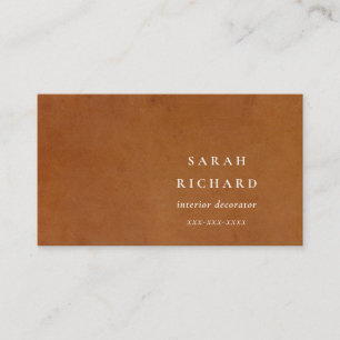 Elegante moderne rustikale Tan Leder Textur Custom Visitenkarte