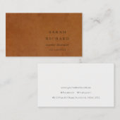 Elegante moderne rustikale Tan Leder Textur Custom Visitenkarte (Vorne/Hinten)
