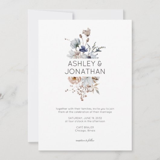 Elegante Moderne Rustikale Wildblume Hochzeit Einladung (Vorderseite)