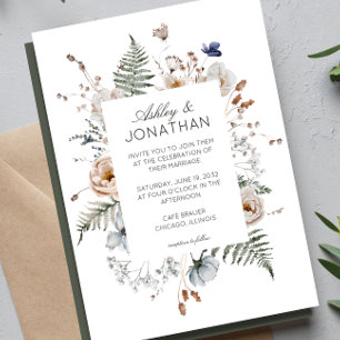 Elegante Moderne Rustikale Wildblume Hochzeit Einladung
