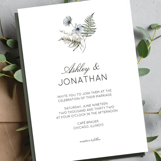 Elegante Moderne Rustikale Wildblume Hochzeit Einladung