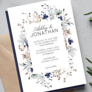 Elegante Moderne Rustikale Wildblume Hochzeit Einladung