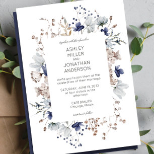 Elegante Moderne Rustikale Wildblume Hochzeit Einladung