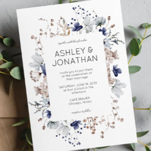 Elegante Moderne Rustikale Wildblume Hochzeit Einladung