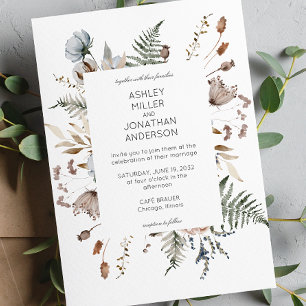 Elegante Moderne Rustikale Wildblume Hochzeit Einladung