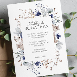 Elegante Moderne Rustikale Wildblume Hochzeit Einladung