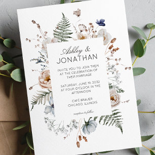 Elegante Moderne Rustikale Wildblume Hochzeit Einladung