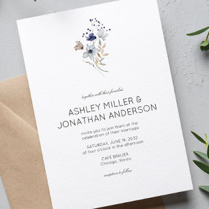Elegante Moderne Rustikale Wildblume Hochzeit Einladung
