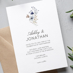 Elegante Moderne Rustikale Wildblume Hochzeit Einladung