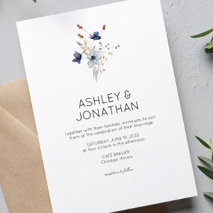 Elegante Moderne Rustikale Wildblume Hochzeit Einladung