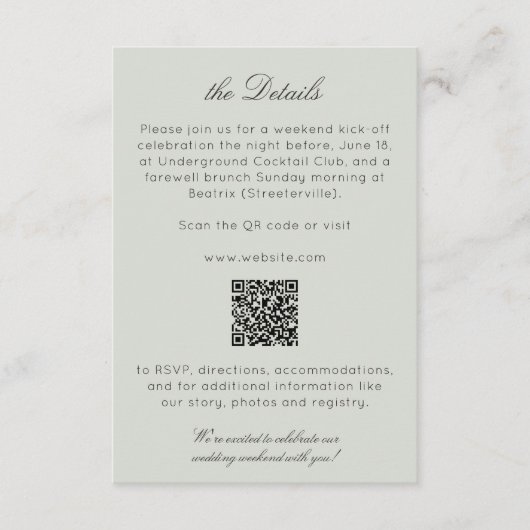 Elegante Moderne rustikale Wildblume Hochzeitsdeta Begleitkarte (Vorderseite)