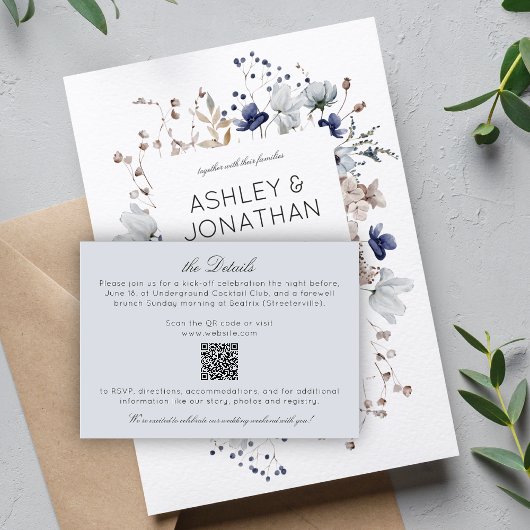 Elegante Moderne rustikale Wildblume Hochzeitsdeta Begleitkarte