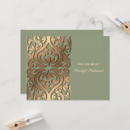 Elegante Moderne Sage green & gold Imitats Gold Lu Einladung