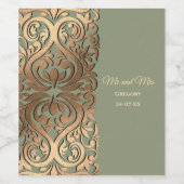 Elegante Moderne Sage green & gold Imitats Gold Lu Weinetikett (Einzelnes Label)