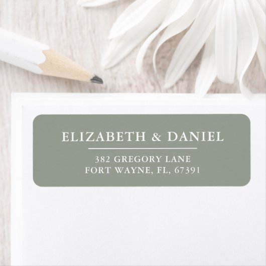 Elegante moderne sagegrüne Hochzeit-Rücksendeadres (Insitu)
