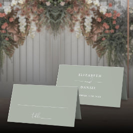 Elegante moderne salbeigrüne Hochzeitsfaltkarte Platzkarte