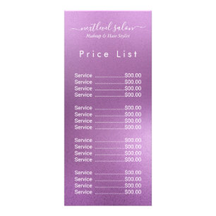 Elegante moderne Salon-Preisliste Rack Card  Werbekarte