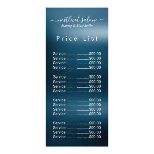 Elegante moderne Salon-Preisliste Rack Card Werbekarte