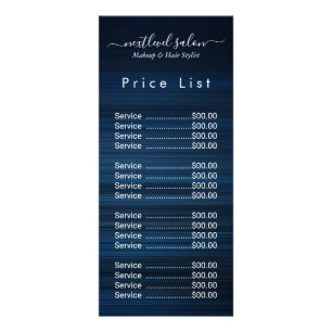 Elegante moderne Salon-Preisliste Rack Card Werbekarte