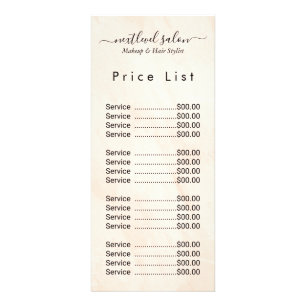 Elegante moderne Salon-Preisliste Ständerkarte Werbekarte