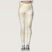 Elegante, moderne Sammlung von weißer Blumen Leggings (Vorderseite)