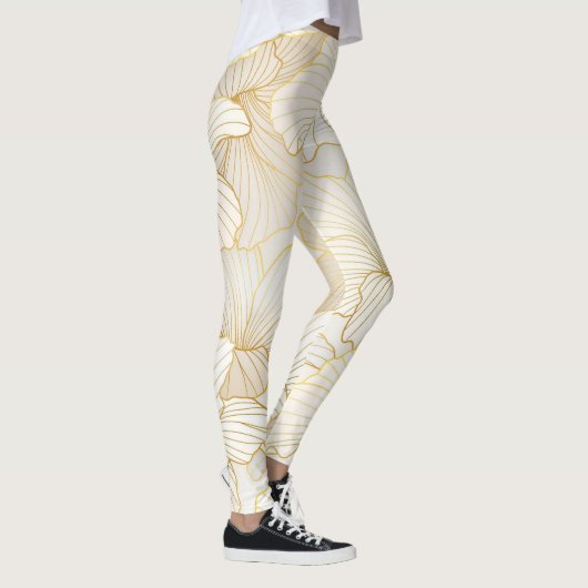 Elegante, moderne Sammlung von weißer Blumen Leggings (Rechts)